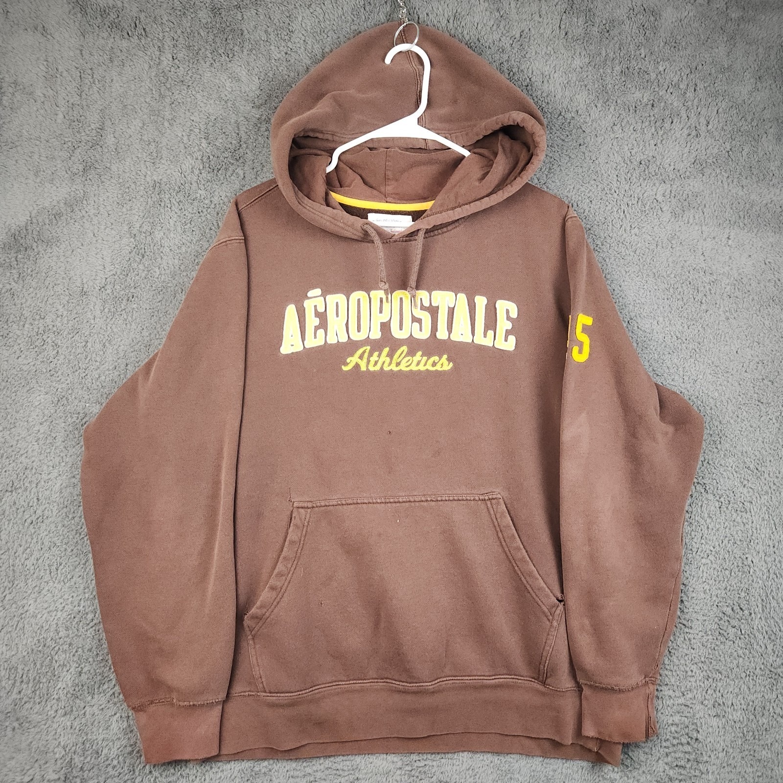 Vintage Y2k Aeropostale Athletics Hoodie Mens Large Faded Distress Chain Stitch